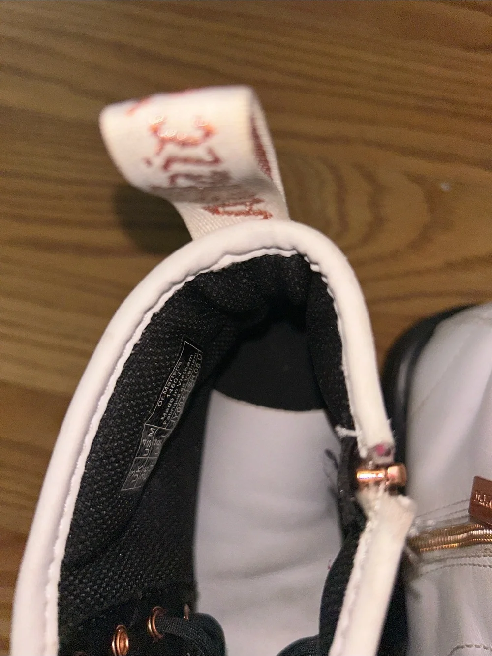 Dr. Martens White Leather Lace-Up Boots with Black Laces size 4